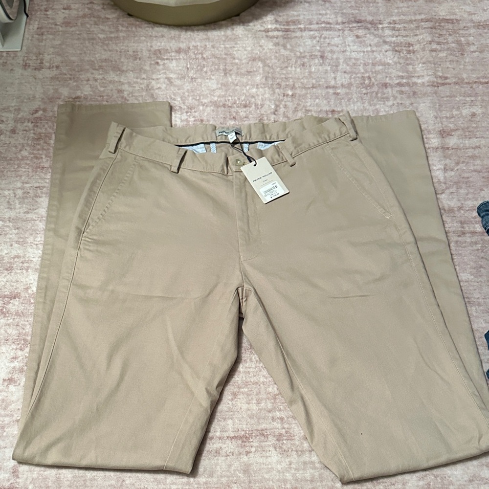 Peter Millar Men's Khaki Flat-Front Chinos